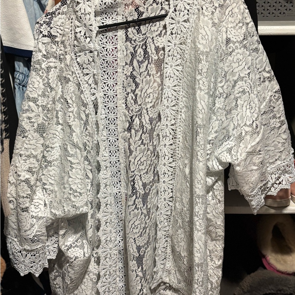 Extra Touch White Lace Cardigan